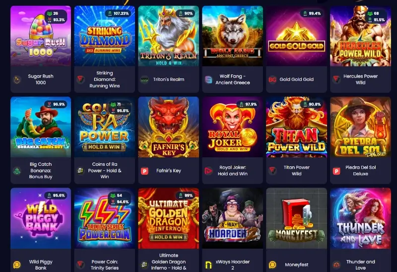 Página de Slot machines do casino da SlotGem