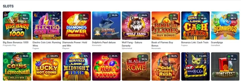Página de slots do 20Bet Casino