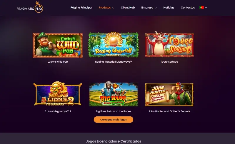 Página de Slots da Pragmatic Play