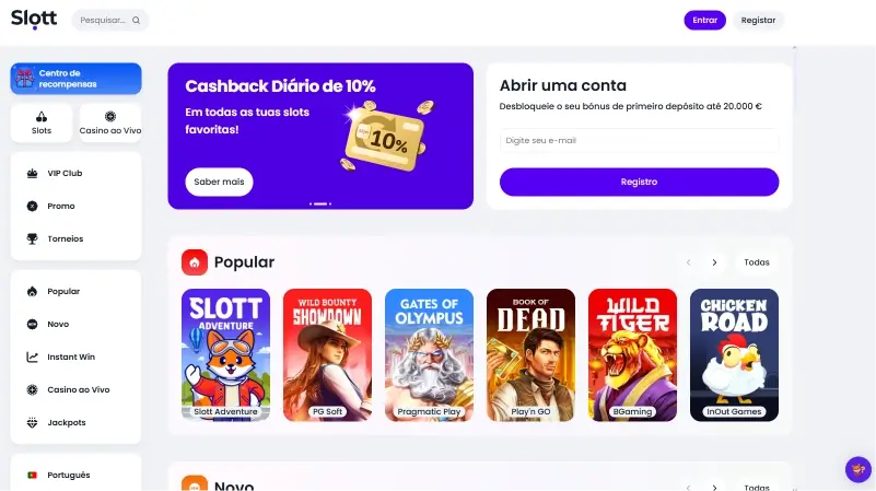 Página de casino na Slott