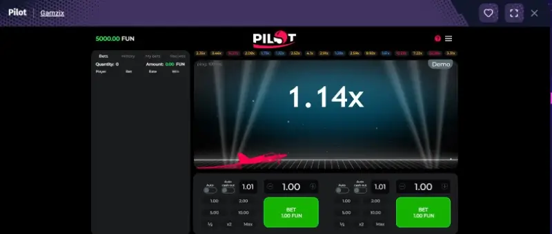 Jogo Crash Pilot no casino da Spinlander