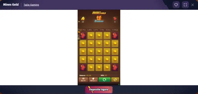 Jogo Mines Gold no casino da Spinlander