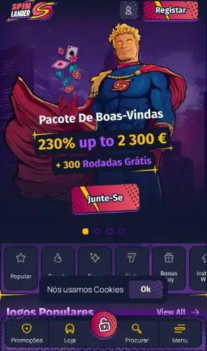 Versão mobile do Spinlander Casino