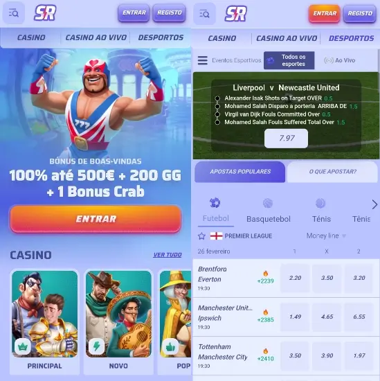Apostas desportivas na Spinrollz App