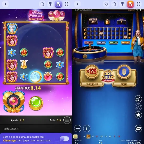 Jogos de casino na Spinrollz App