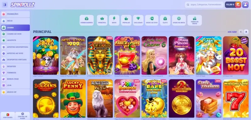 Página de casino do Spinrollz