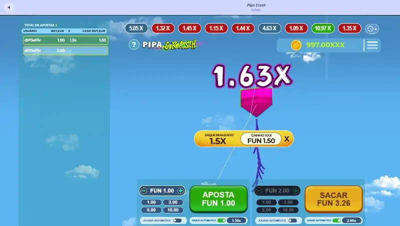 Jogo crash Pipa no casino do Spinrollz