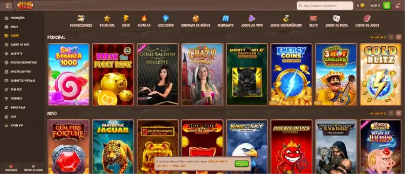 Página de casino na StoneVegas