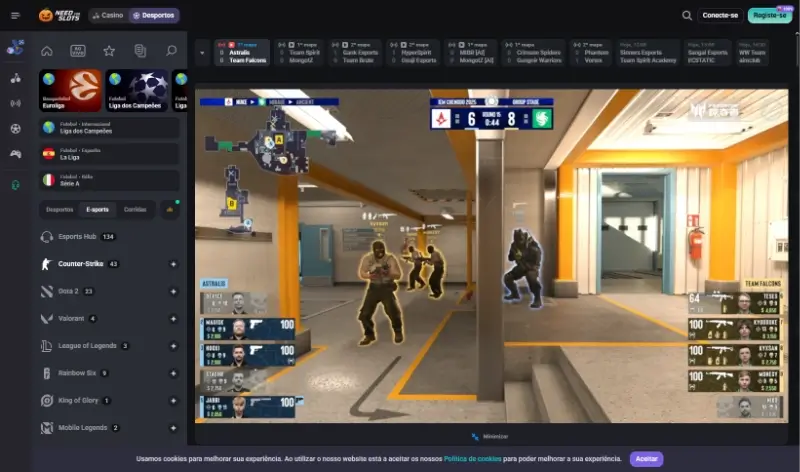 Streaming de uma partida de CS2 no Need For Slots