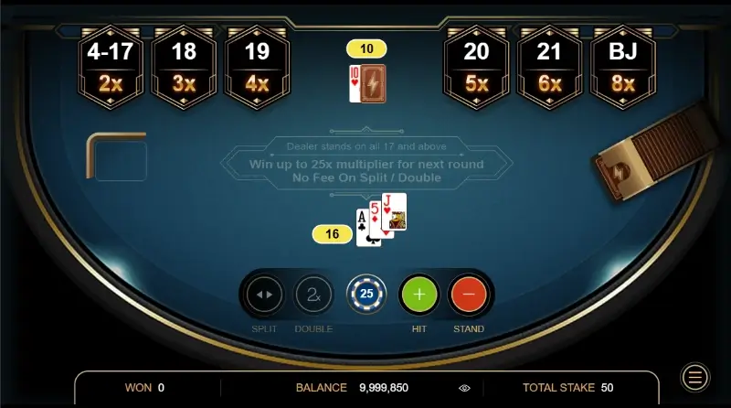 Jogo Thunder Blackjack no casino da Megapari