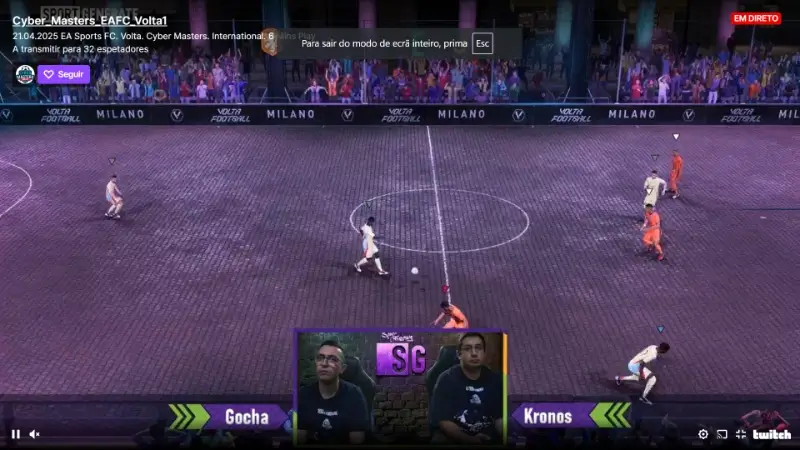 Transmissão ao vivo de jogo de Futebol na secção de esports da Gizbo