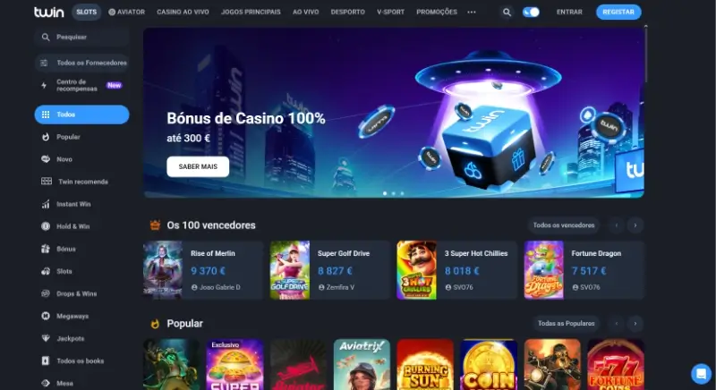 Página de casino na Twin