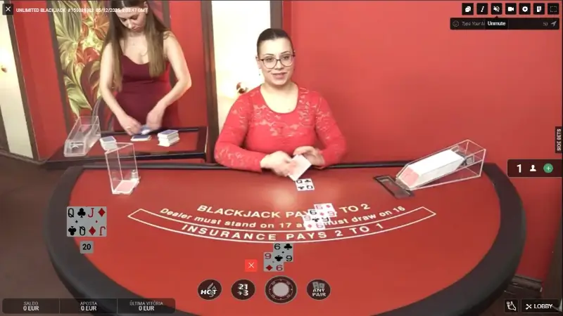 Jogo Unlimeted Blackjack no casino ao vivo da Megapari