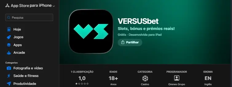Download da VERSUSbet App para iOS