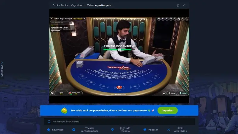 Jogo de casino ao vivo na Vulkan Vegas