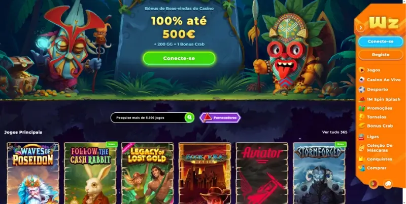 Página de casino da Wazamba