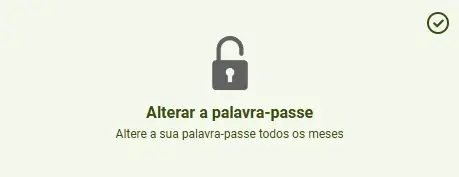 Mensagem de aviso para alterar a password na Megapari