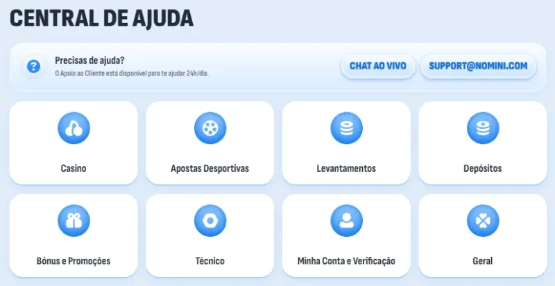 Central de ajuda da Nomini