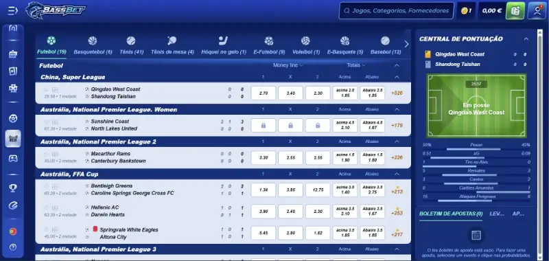 Apostas ao vivo na BassBet