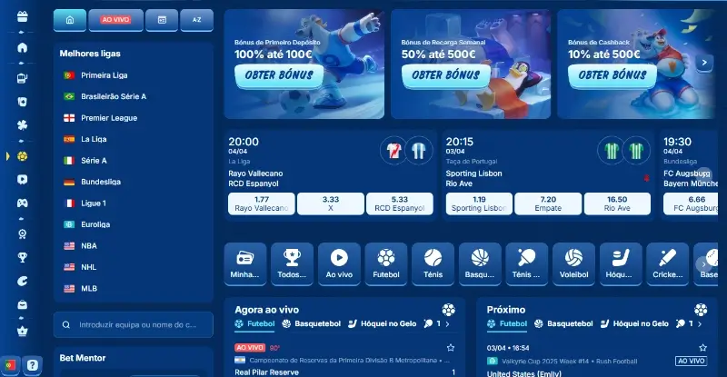 Página de apostas desportivas do SG Casino