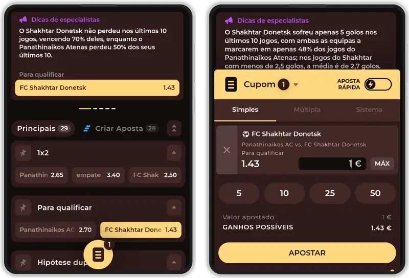 Apostas desportivas da Vinci Spin App