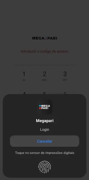 Login com dados biométricos na app da Megapari