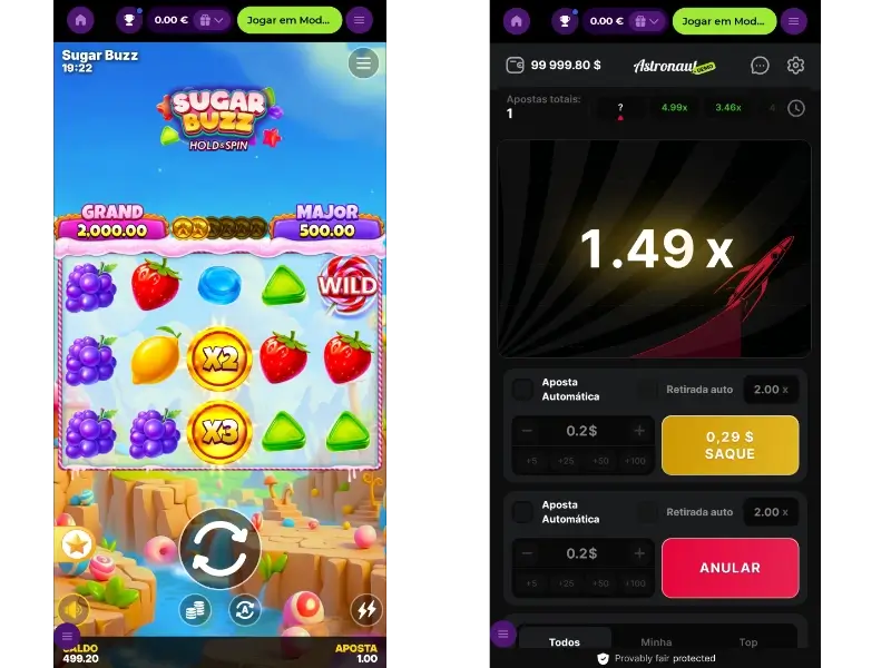 Jogos de casino na Spinmama App
