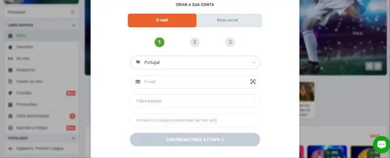 Ativar o código promocional da 20Bet