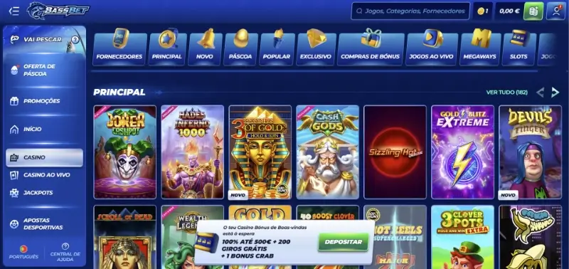 Página de casino na BassBet