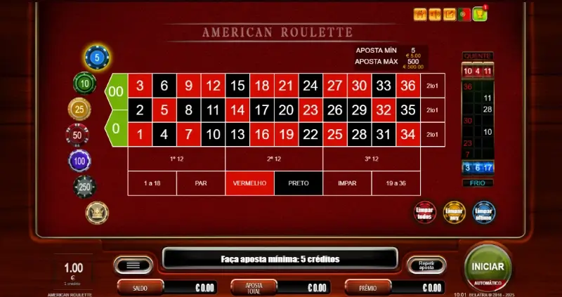Jogo de roleta de americana no casino da BDM Bet