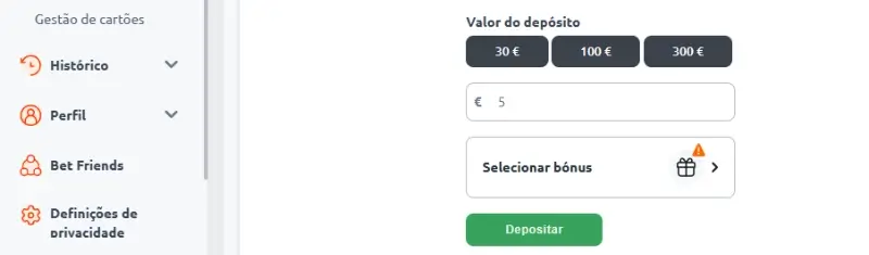 Realizar um depósito na Betano