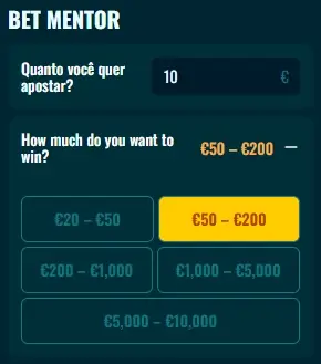 Escolher o valor da aposta no bet mentor da Spinanga