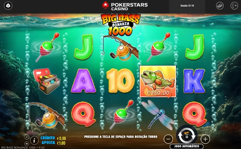 Slot machine Big Bass Bonanza 1000 no casino da Pokerstars