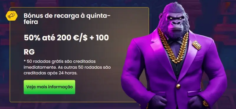 Bónus de Recarga à Quinta-feira: 50% até 200€ + 100 RG no Bizzo Casino