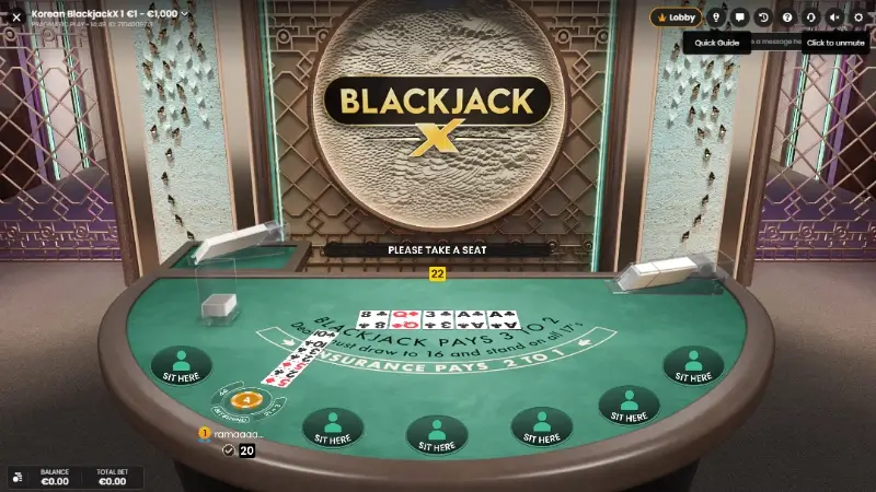 Jogo de black ao vivo no casino do Need For Spin