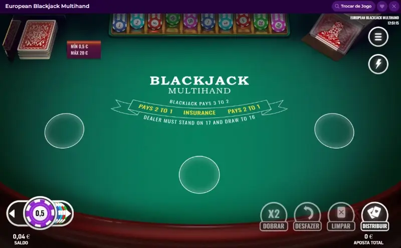 Jogo de blackjack no Spinmama casino
