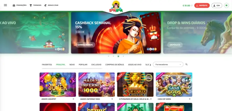 Página de casino do BoaBoa