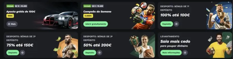 Pacote de boas-vindas de desporto da BetOnRed