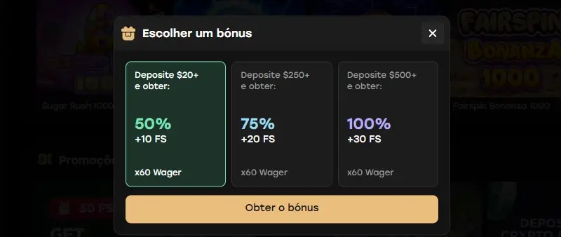 Bónus de casino da Fairspin