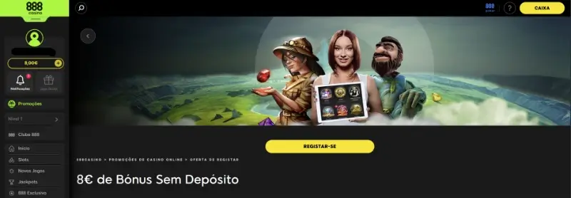 Bónus de 8€ grátis no registo do 888 Casino