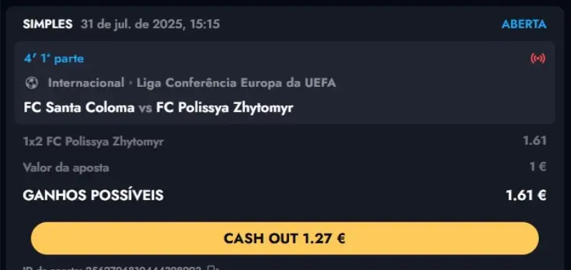 Cash Out disponível na OscarSpin