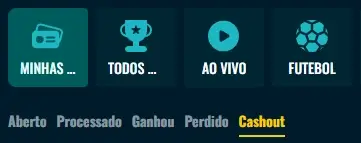 Seleção de cash out na Spinanga