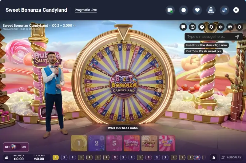 Jogo Sweet Bonanza Candyland no casino ao vivo da AzurSlot