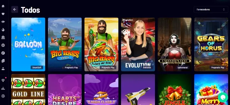 Página de casino no Vegaz Casino