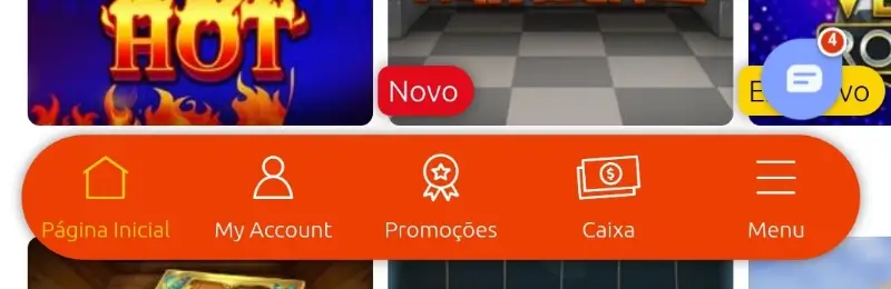 Chat ao vivo na aplicação da BacanaPlay