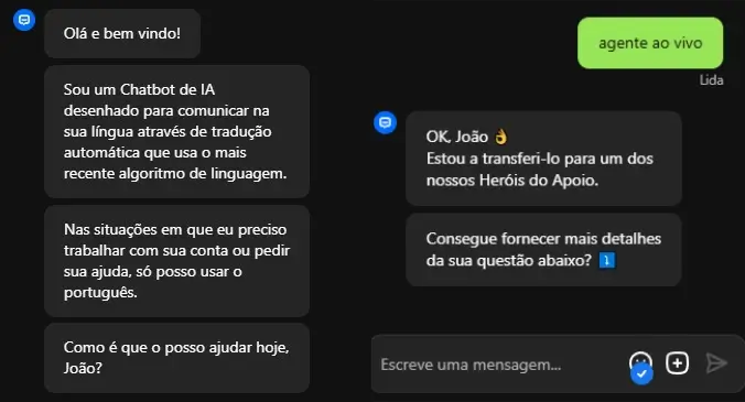 Chat ao vivo do apoio ao cliente do Spinmama
