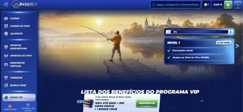 Página do Club VIP da BassBet