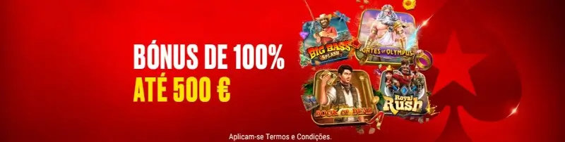 Bónus de 100% até 500€ no casino da PokerStars