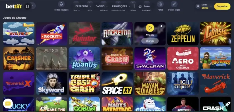Página de jogos crash na Bettilt