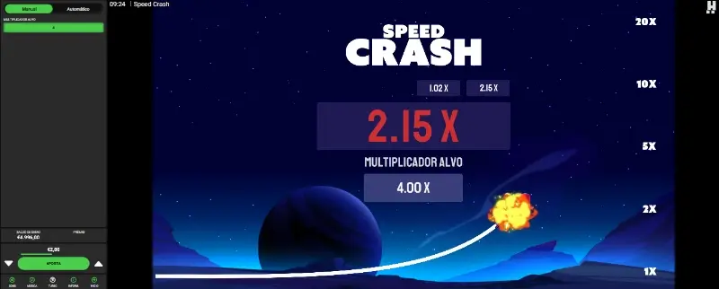 Jogo crash "Speed Crash" da Hacksaw Gaming